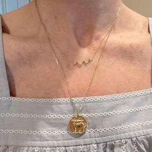 Meira T Squiggle Necklace (zig zag design) 18kt yellow gold with diamonds